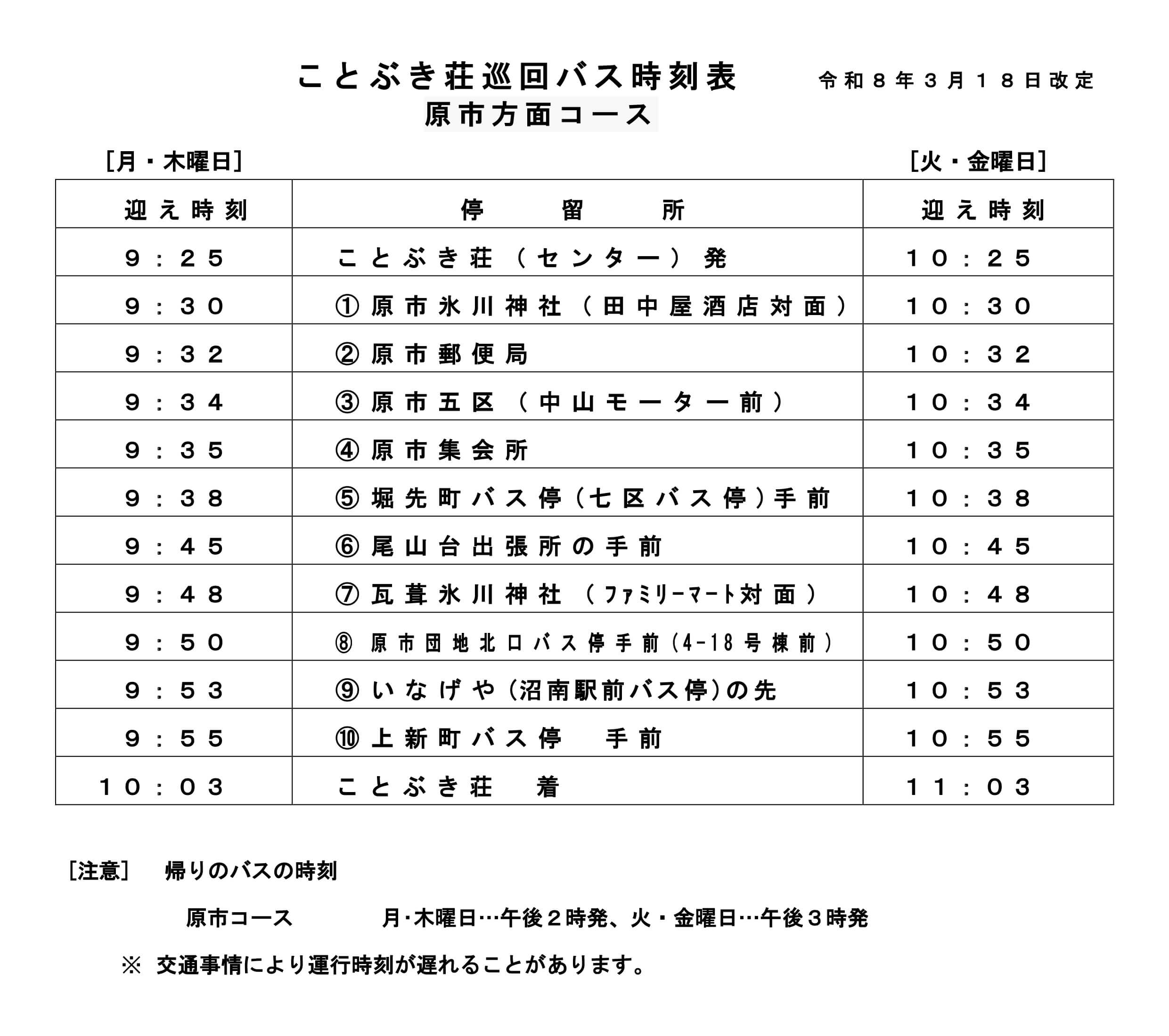 巡回バス原市方面コース